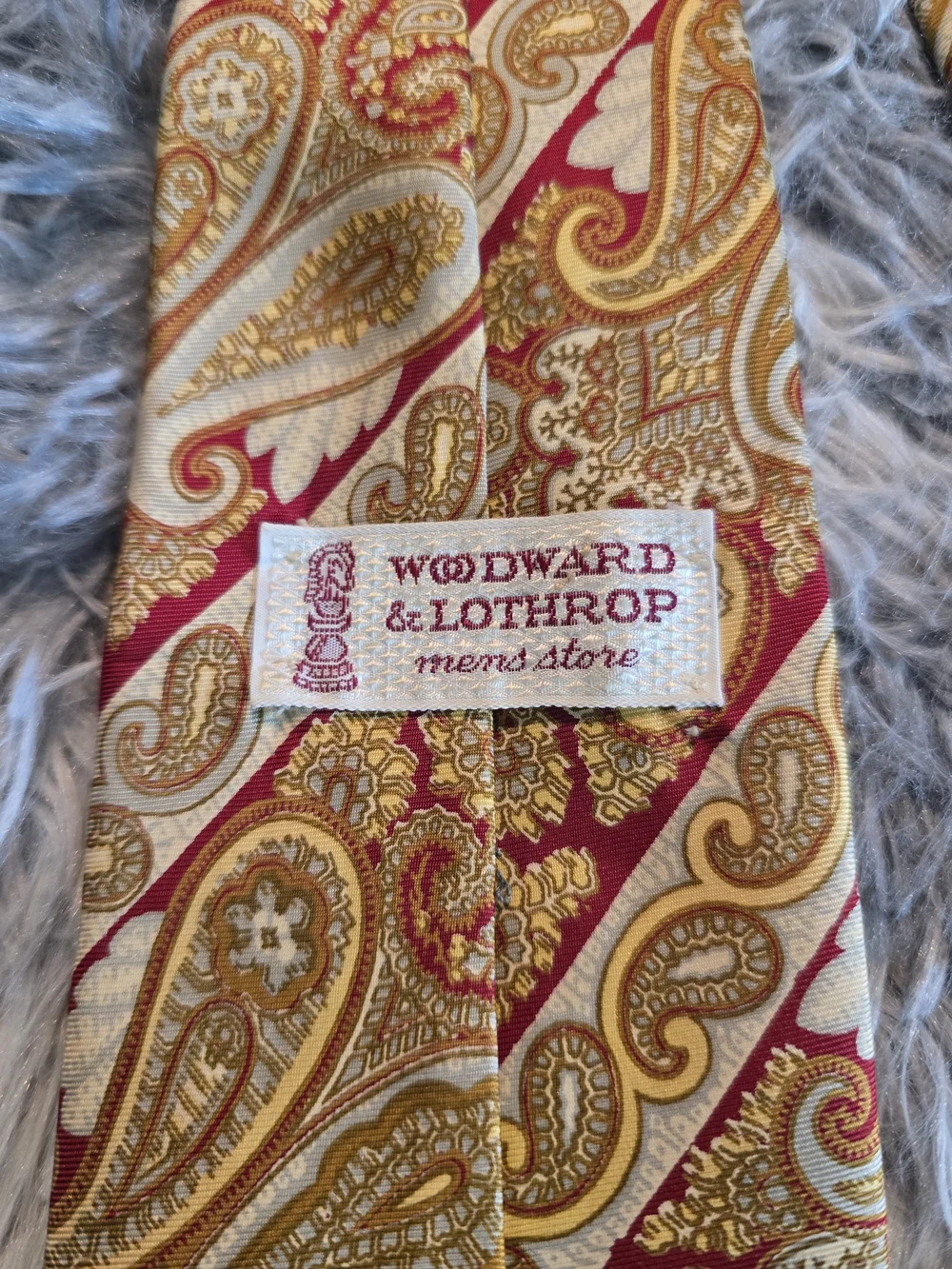 Vintage Gold And Red Paisley Silk Men's Tie